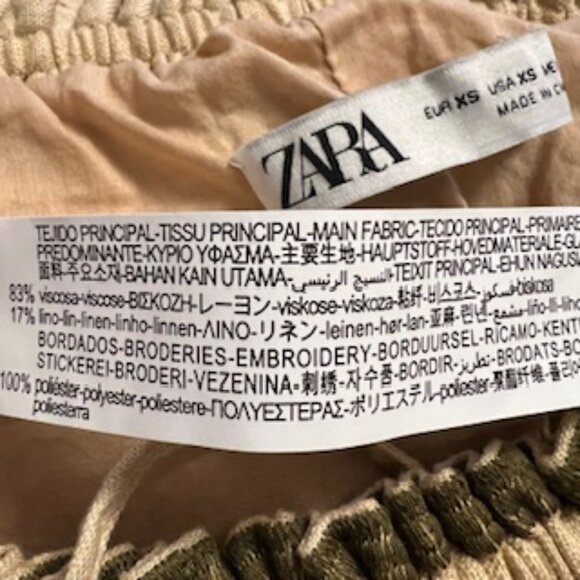 NEW Zara Boho Linen-Blend Embroidered Smocked Ruffle Mini Skort Skirt, Size XS - Picture 16 of 16